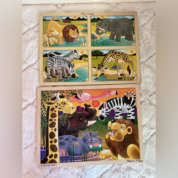 Melissa & Doug Toys Melissa Doug Wooden Safari Puzzles Lot